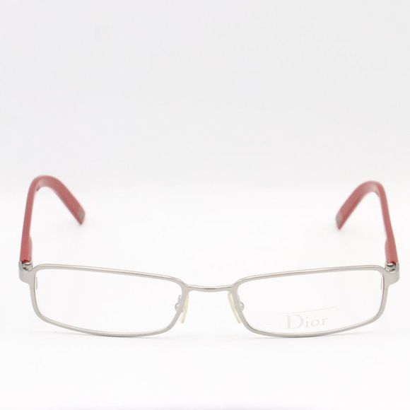Rare Vintage Dior Silver And Red Rectangle 90's Women's Glasses 53 18 140 - Picture 1 of 3